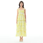 Yellow Printed Evening Dress for Women Image