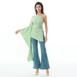 Green Plain Blouse for Women Image