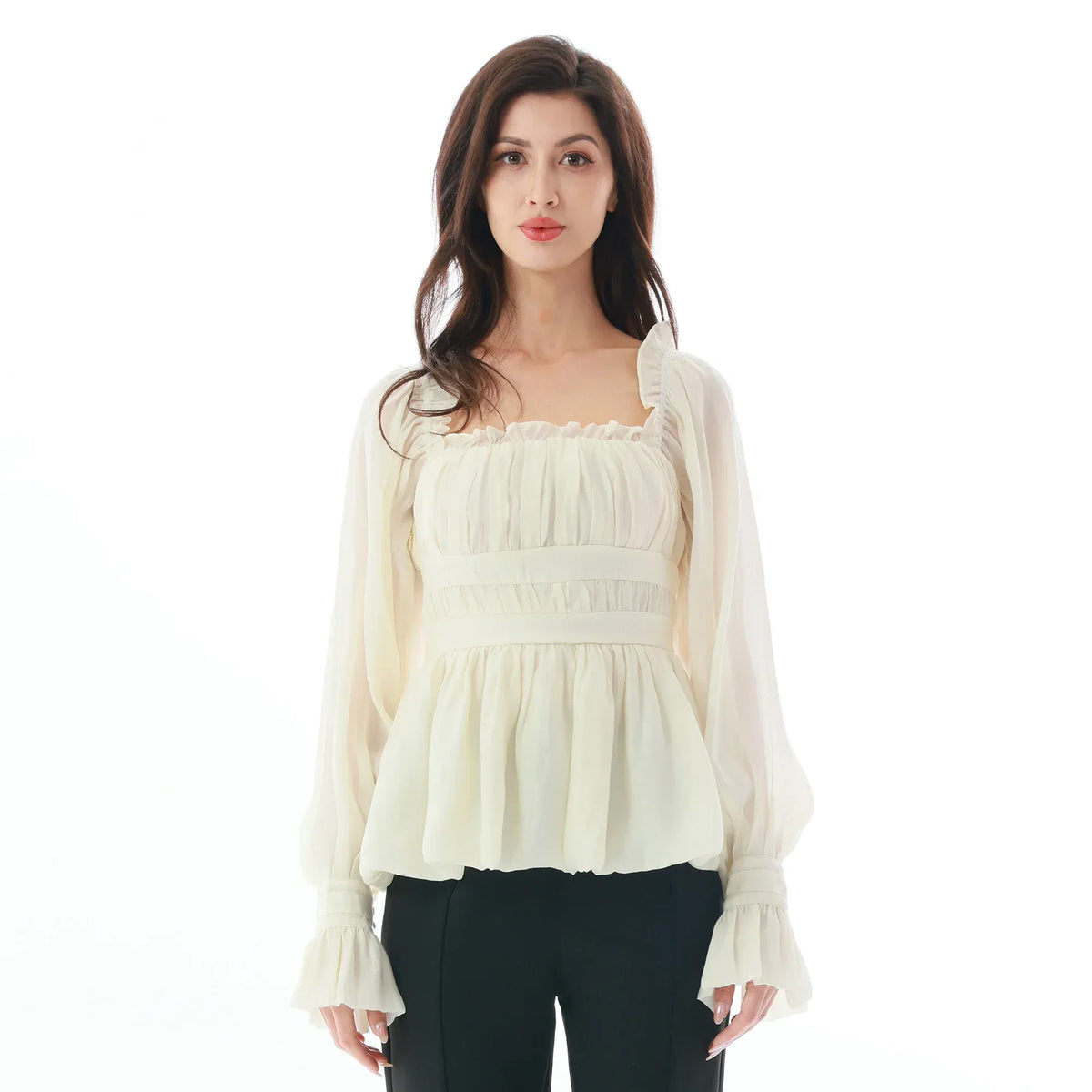 Off White Plain Blouse for Women Image