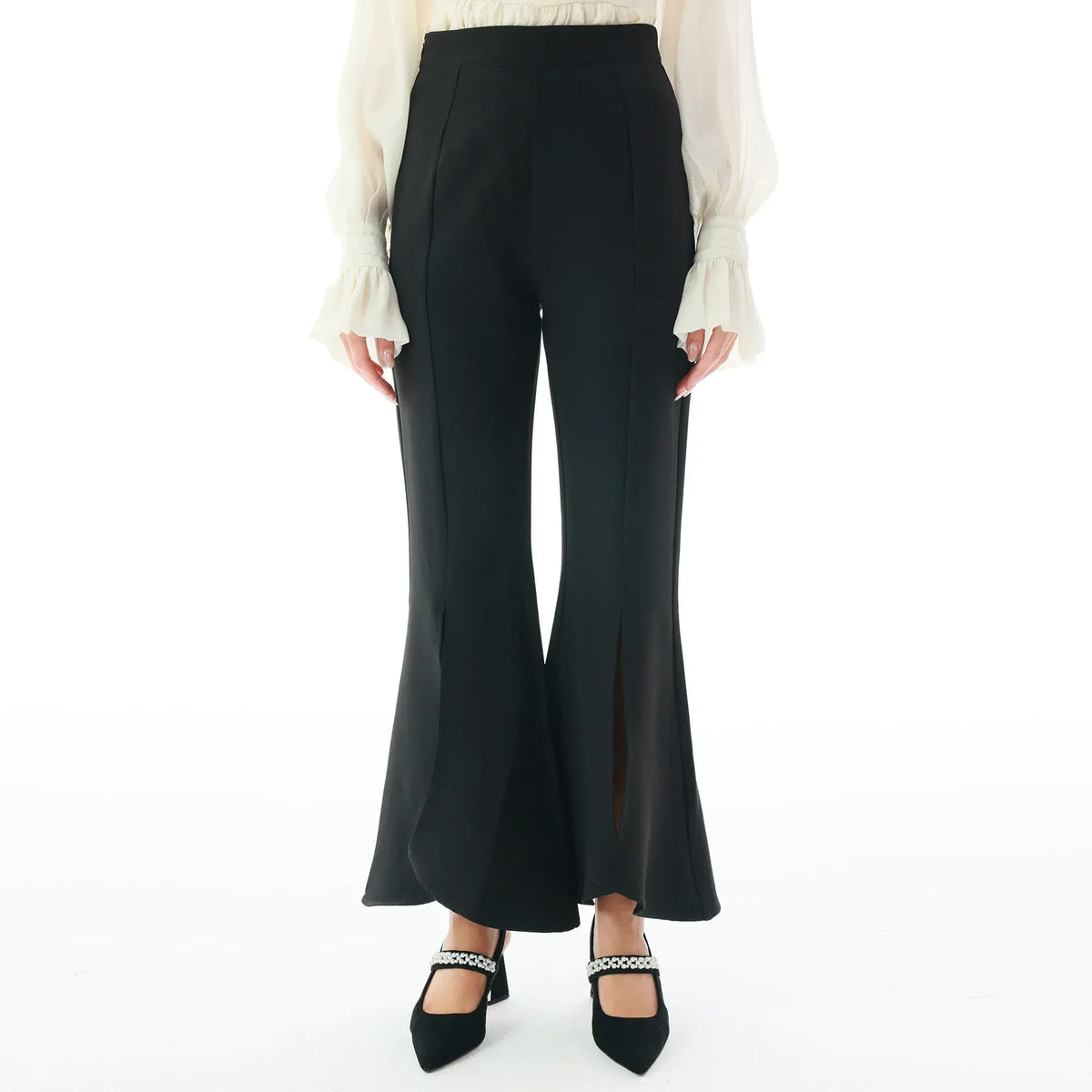 Black Plain Pants for Women Image