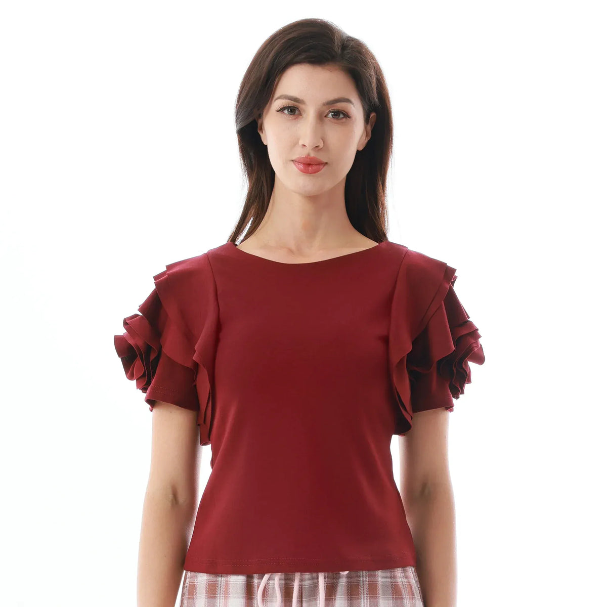 Dark Purple Plain Blouse for Women Image