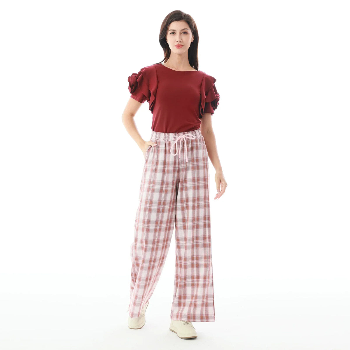 Checked Pants for Women Image