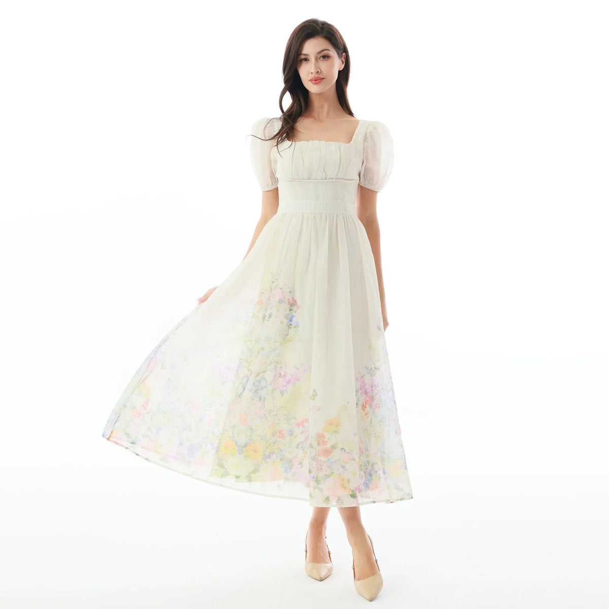 Beige Floral Dress for Women Image