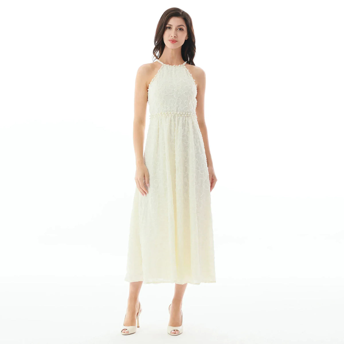 Beige Embroidery Dress for Women Image