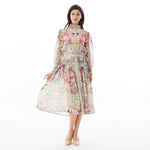 Beige Floral Dress-2Pc for Women Image