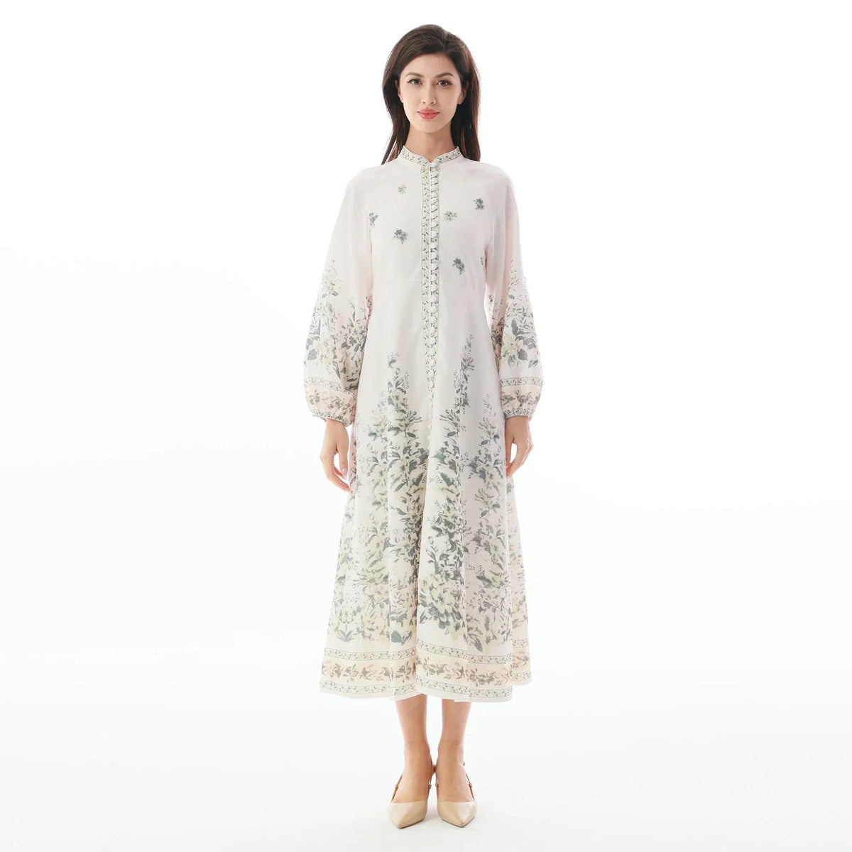 Beige Floral Dress for Women Image