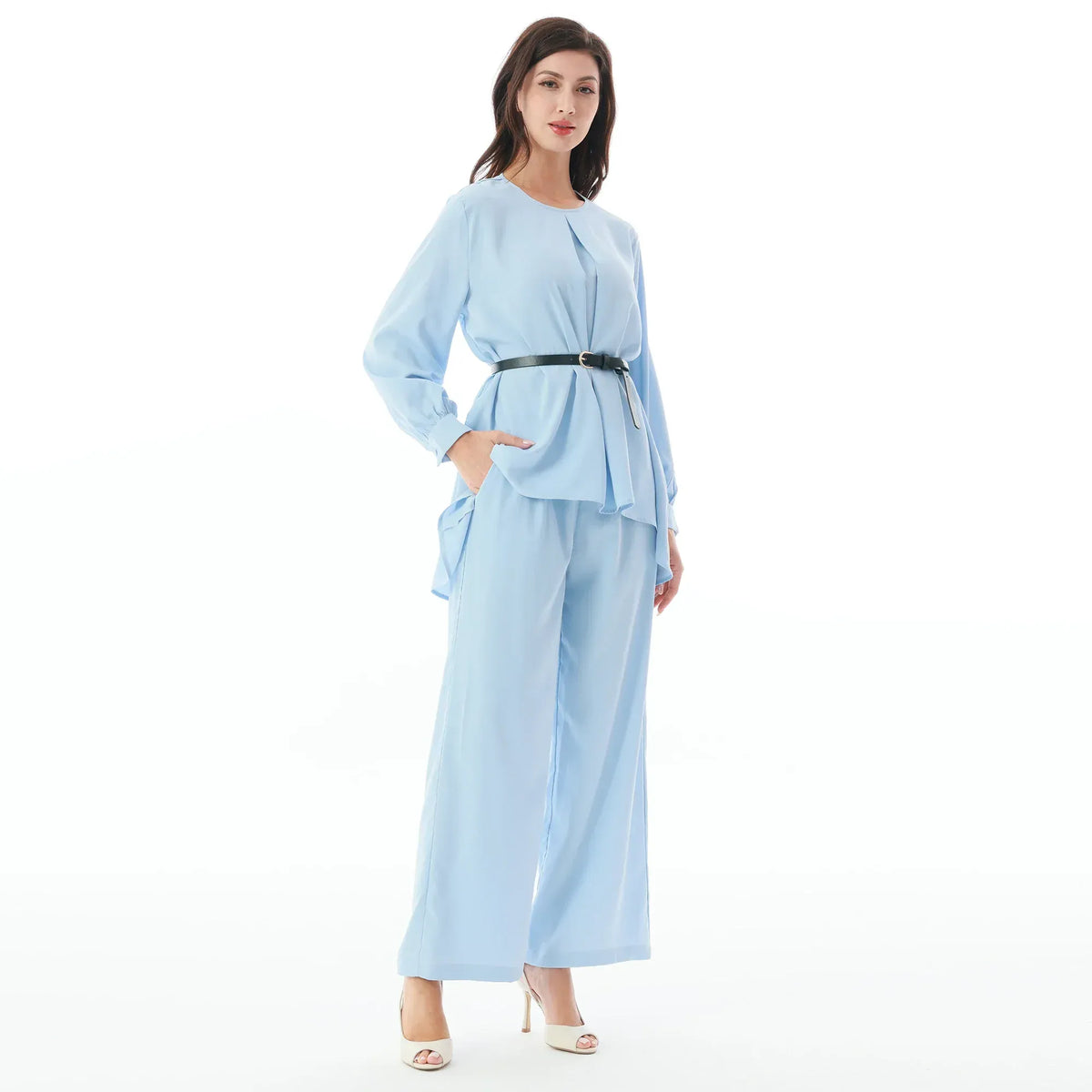 Light Blue Plain Hijab Set-2Pc for Women Image