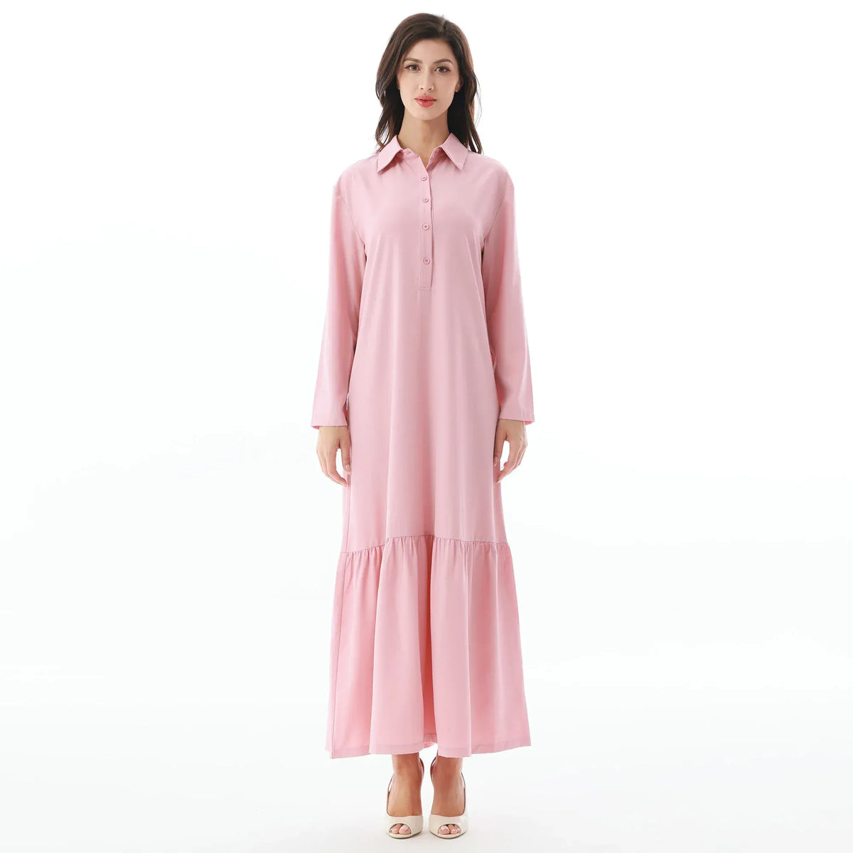 Pink Plain Hijab Dress for Women Image