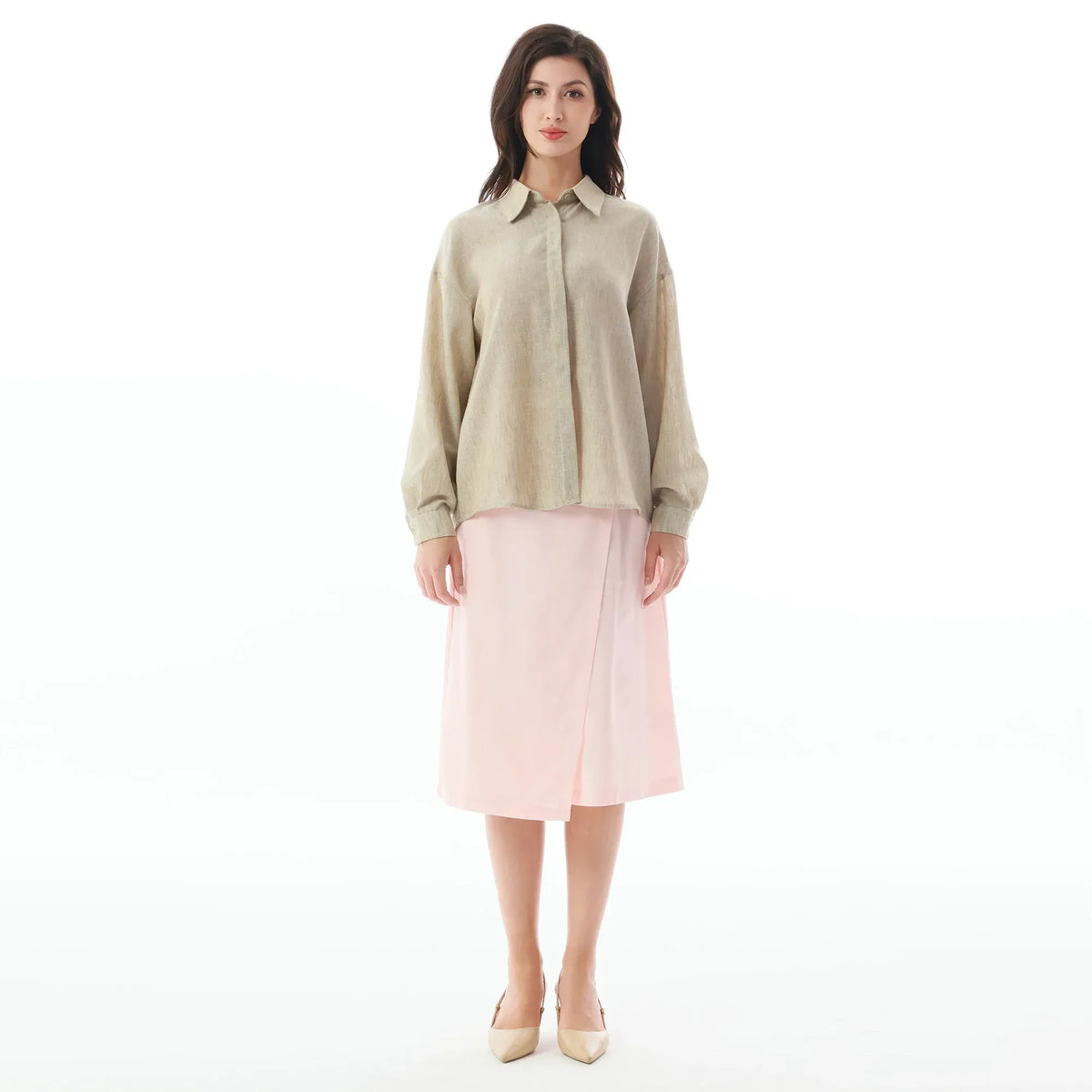 Solid Linen Shirt for Women Image