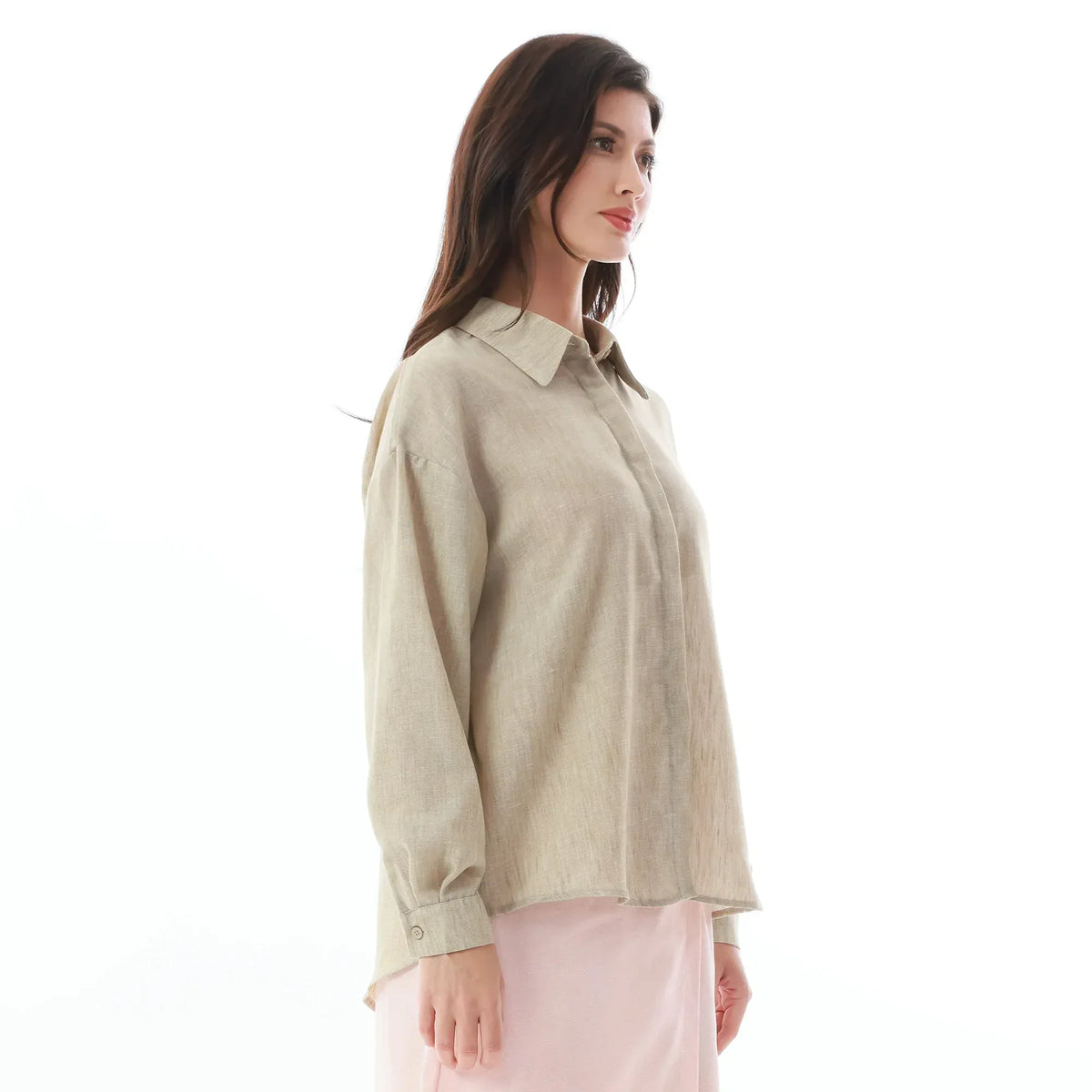 Solid Linen Shirt for Women Image