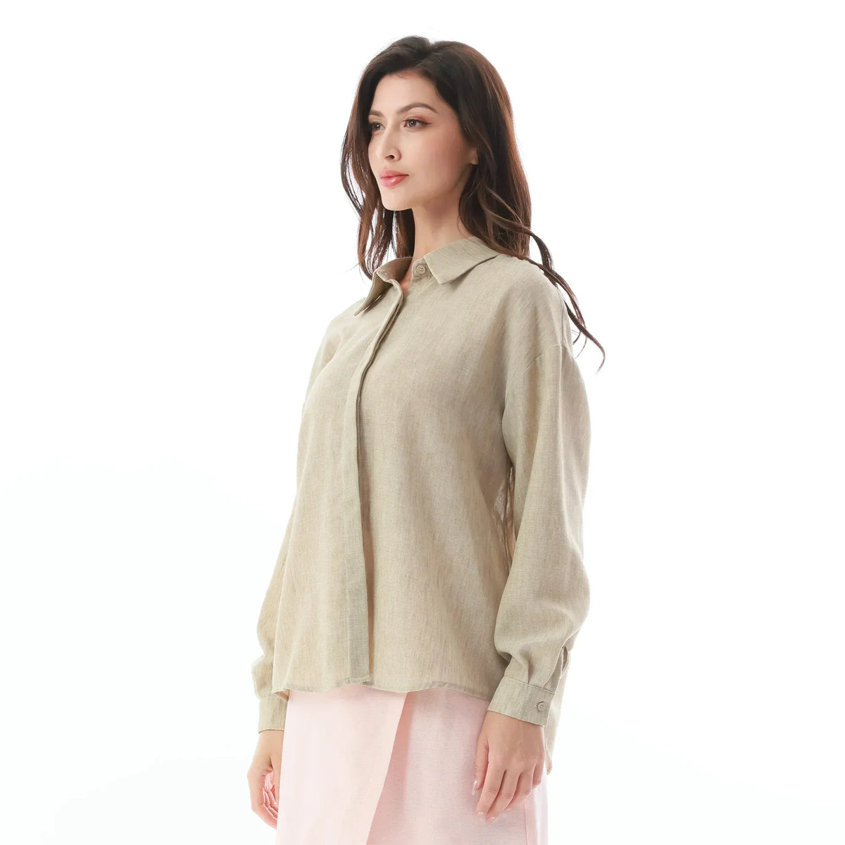 Solid Linen Shirt for Women Image
