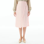 Pink Plain Linen Skirt for Women Image