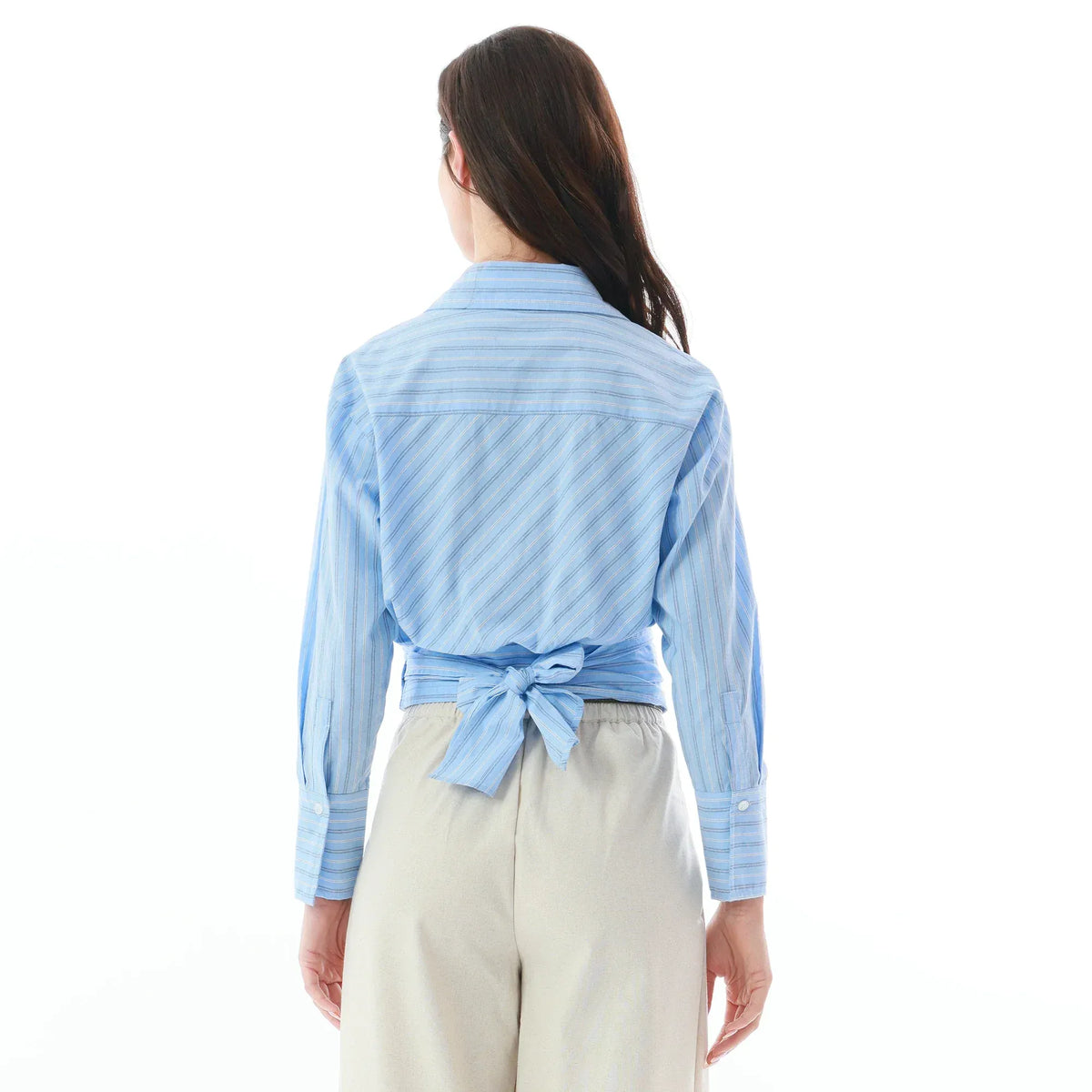 Striped Linen Blouse for Women Image