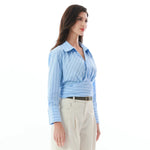 Striped Linen Blouse for Women Image