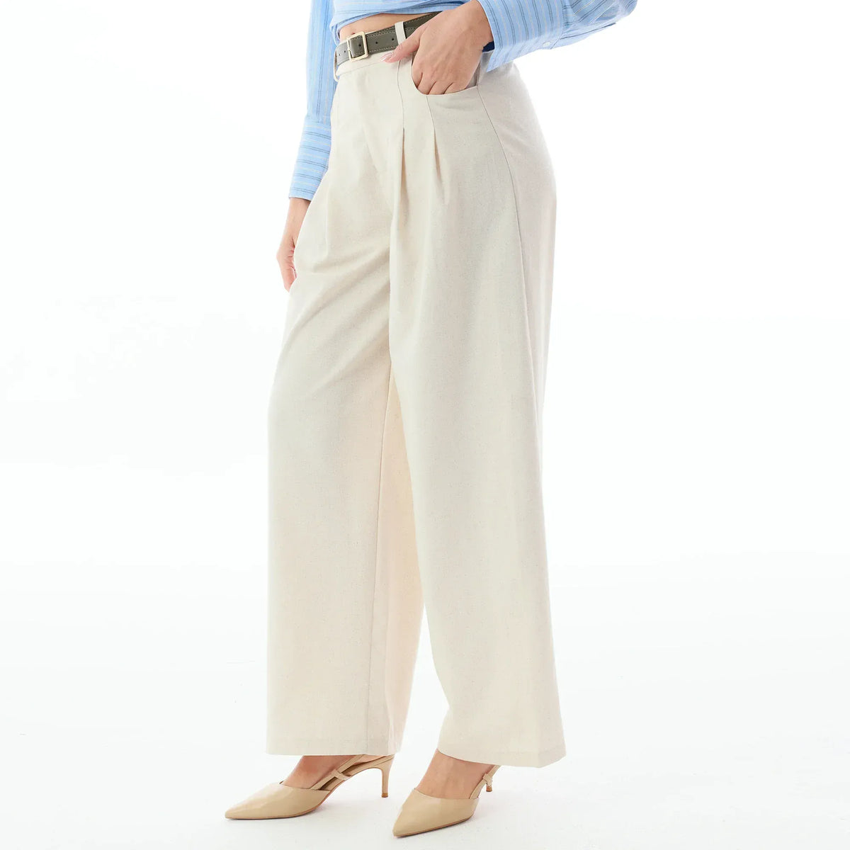 Plain Linen Pants for Women Image
