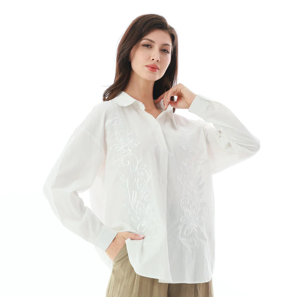 Floral Linen Shirt for Women Image