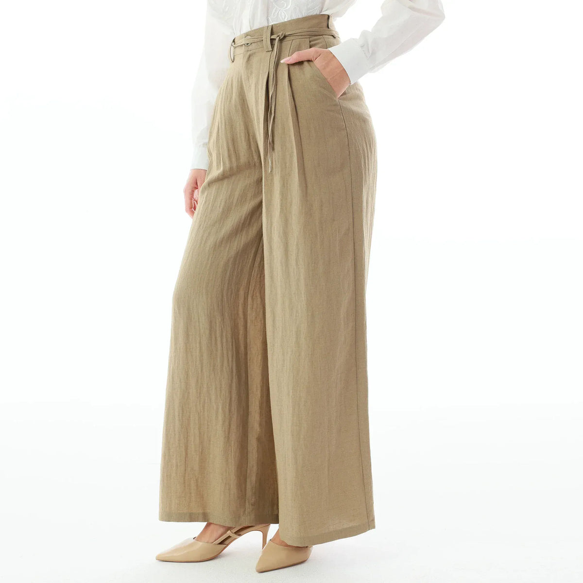 Solid Linen Pants for Women Image