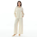 Light Khaki Floral Linen Set-2Pc for Women Image