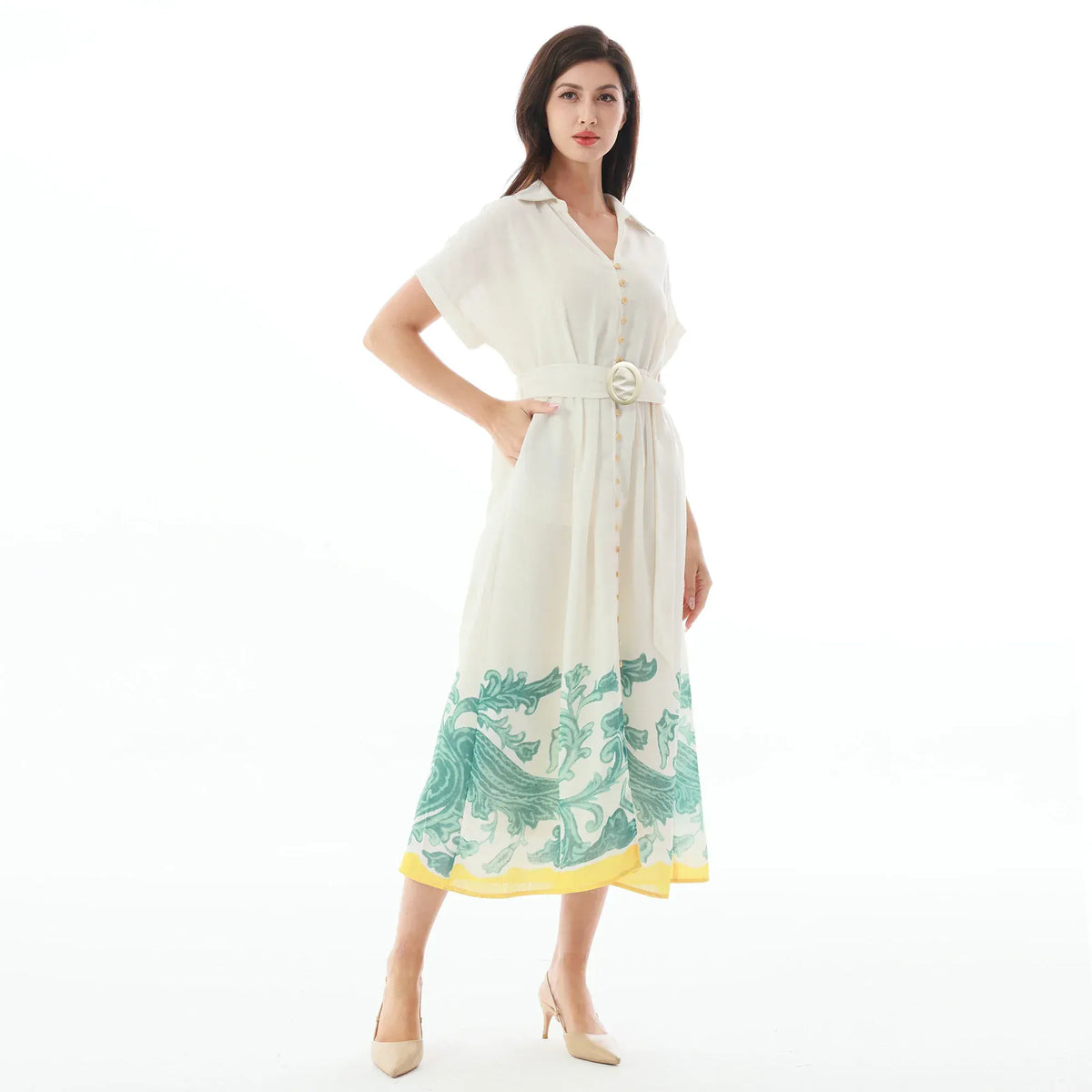 Floral Linen Dress for Women Image