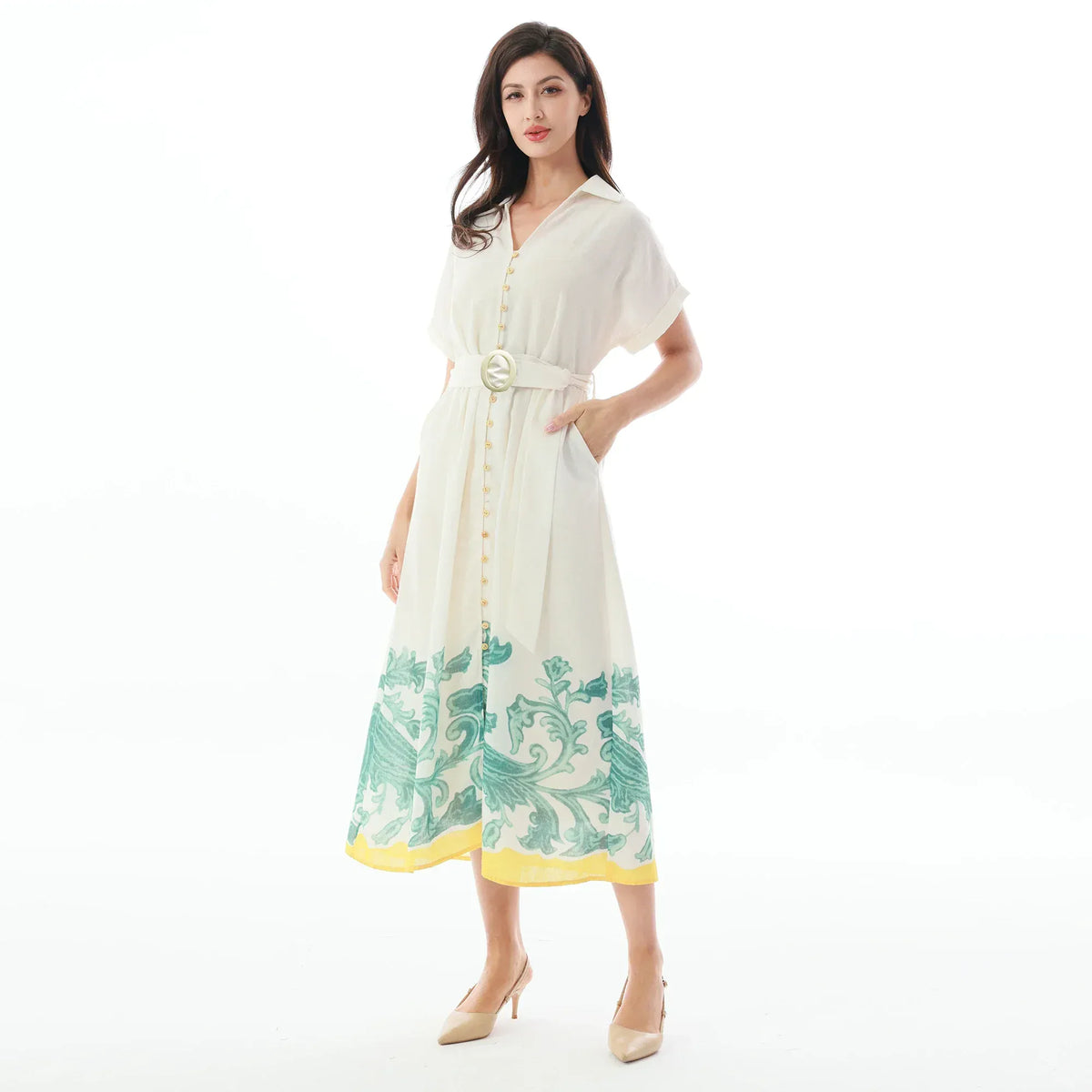 Floral Linen Dress for Women Image
