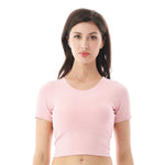 Pink Plain Gym T.Shirt for Women Image