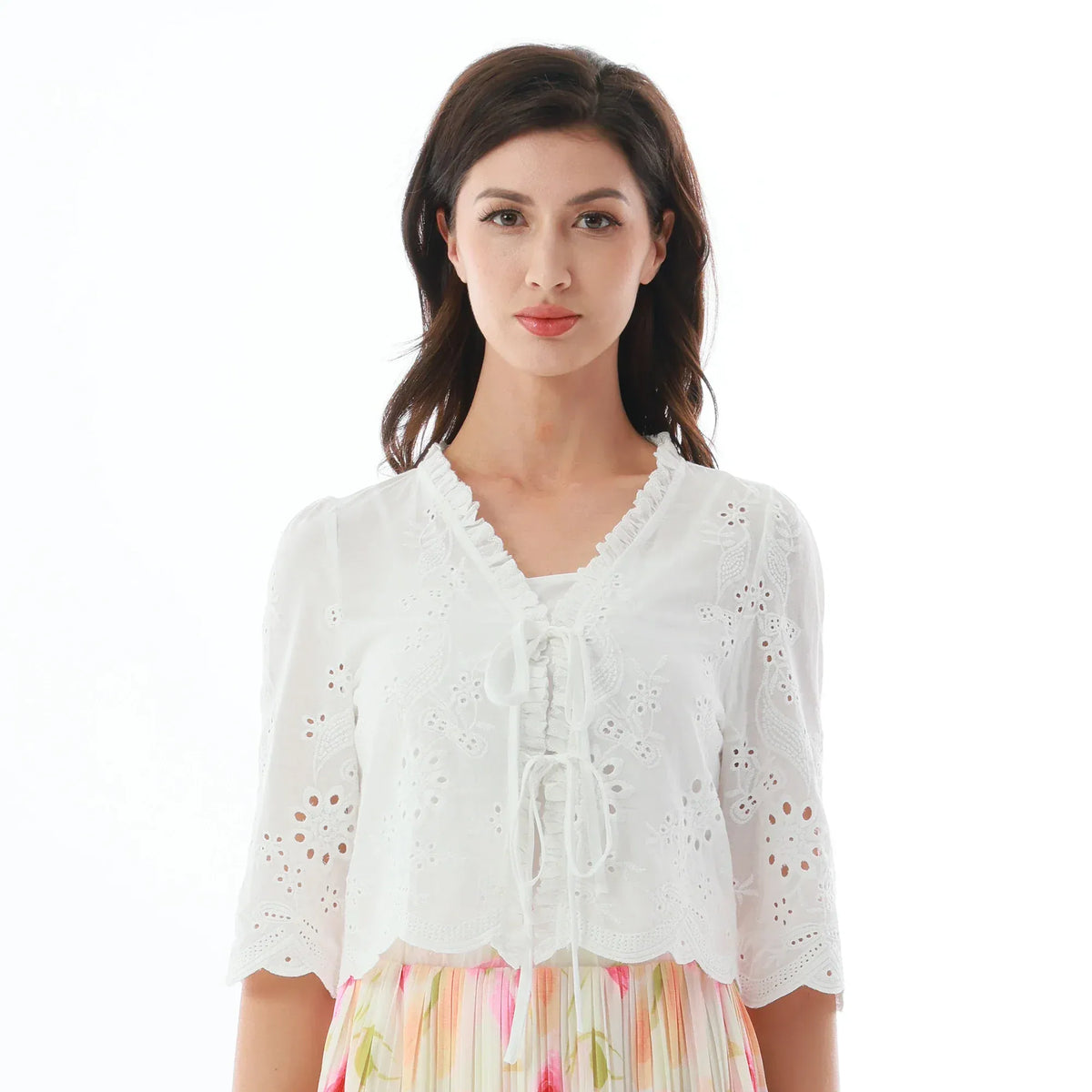 White Floral Shirt for Women Image