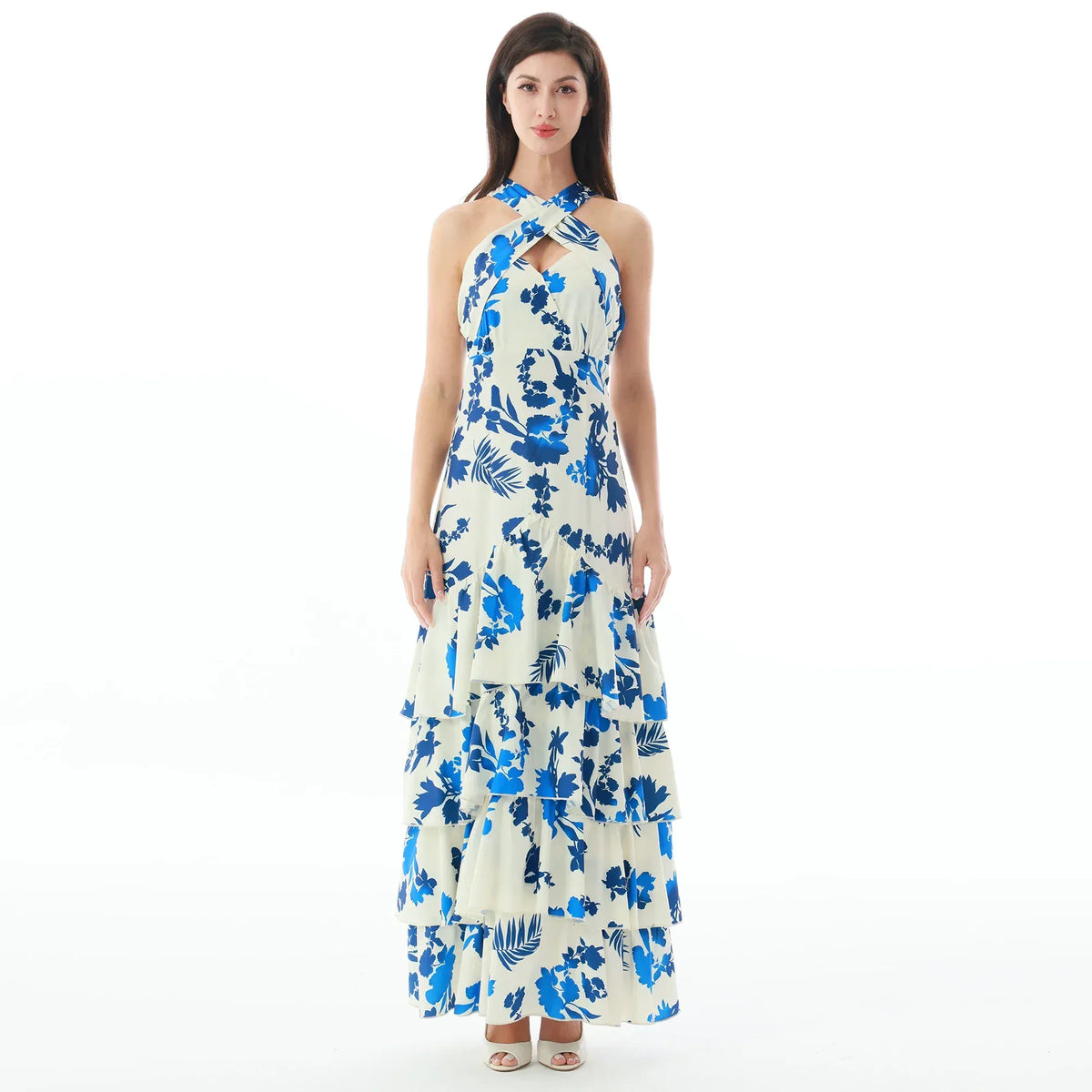 Blue Floral Dress for Women Image