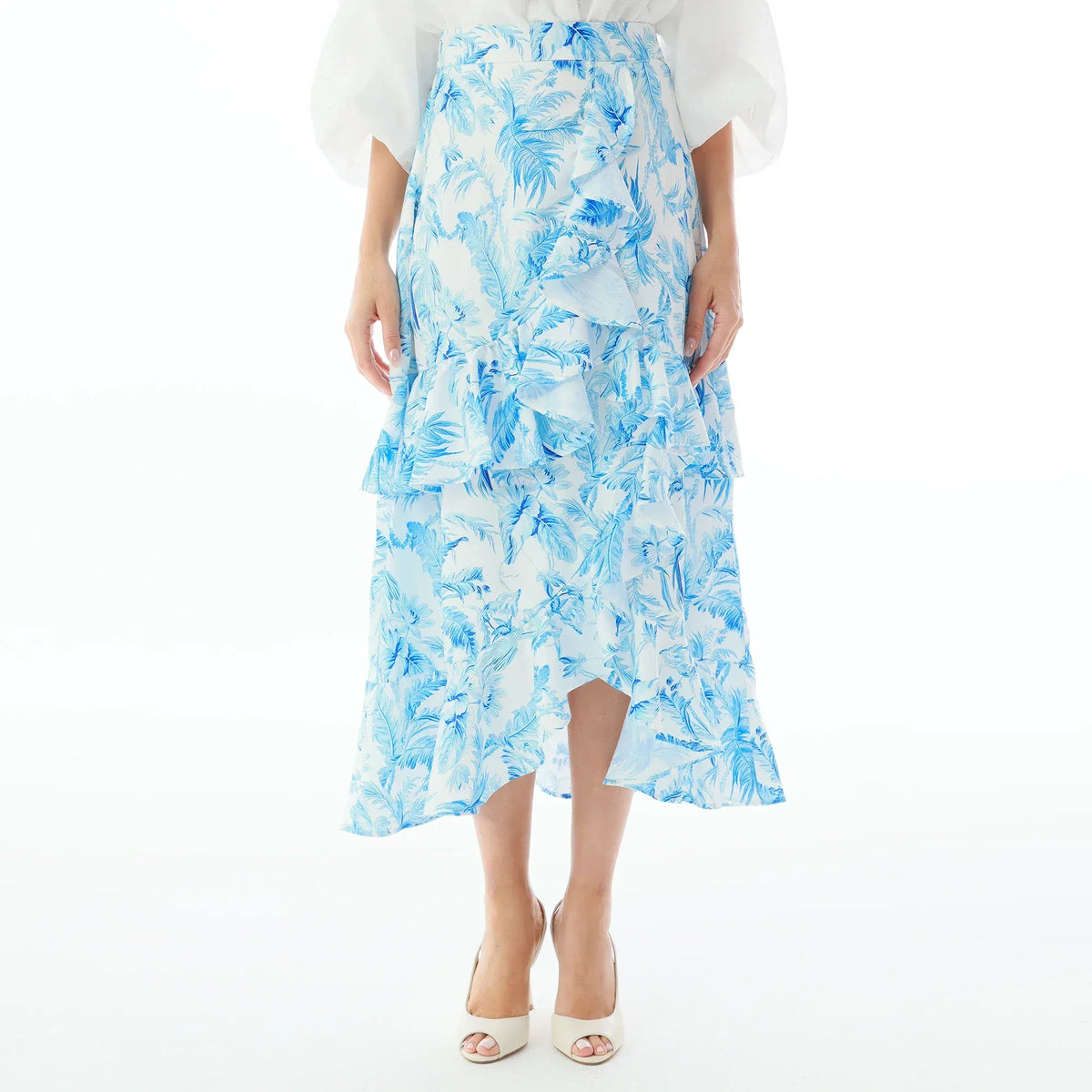 Blue Floral Skirt for Women Image
