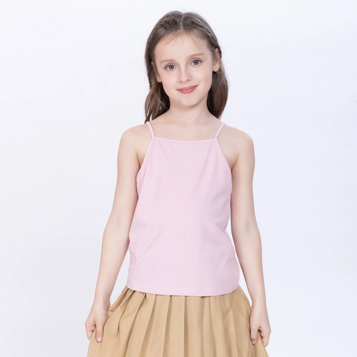 Pink Plain Tank Top for Girls Image