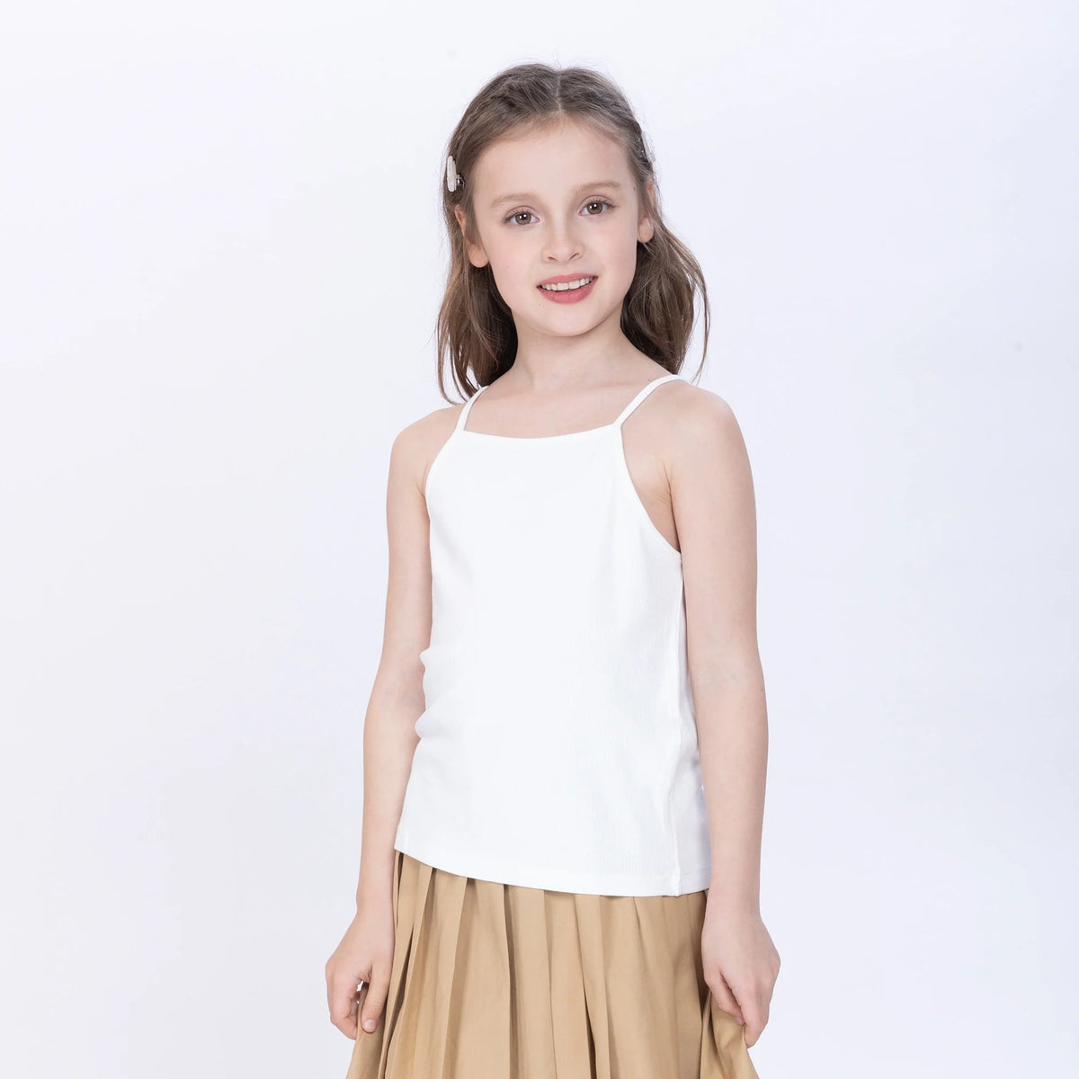 White Plain Tank Top for Girls Image