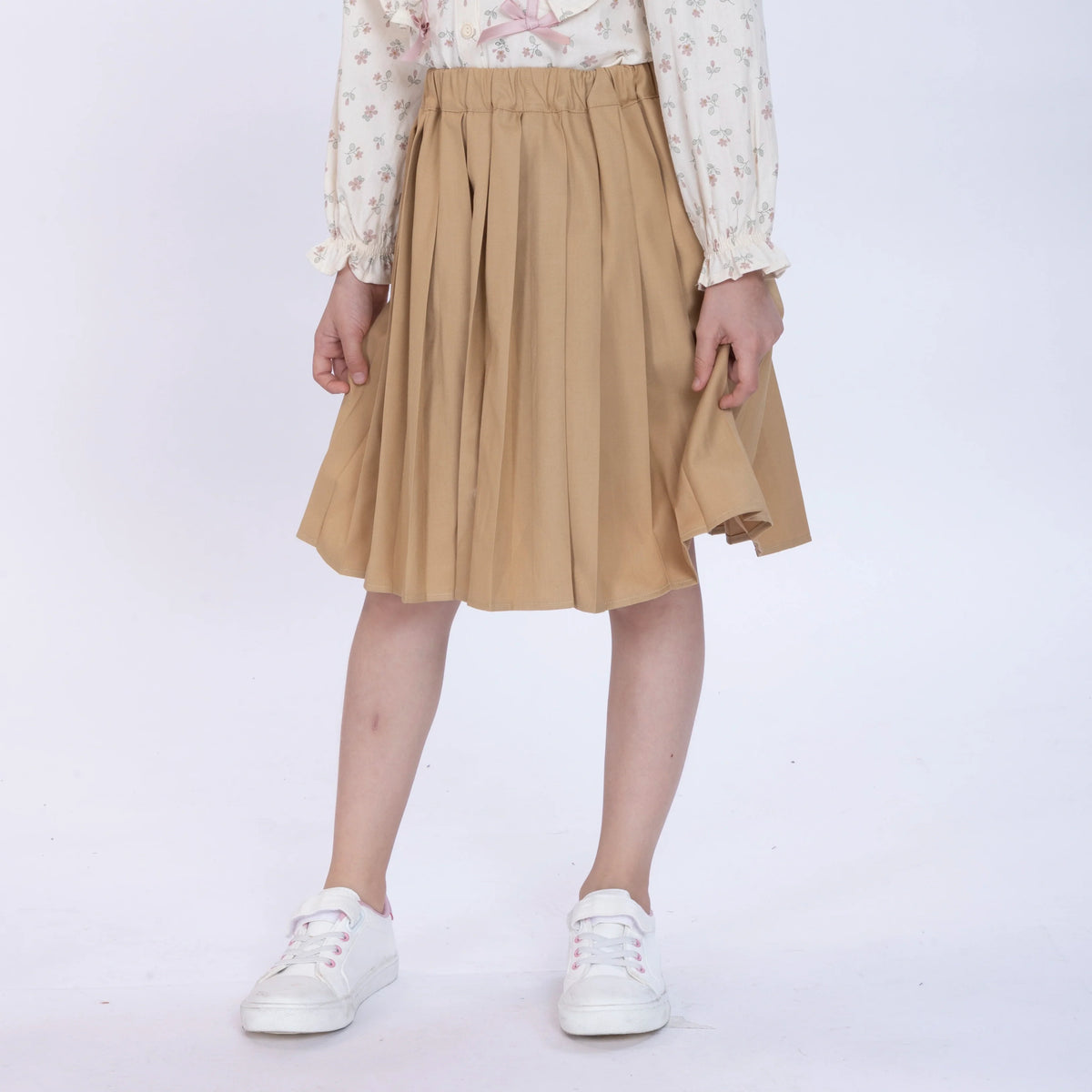 Khaki Plain Skirt for Girls Image