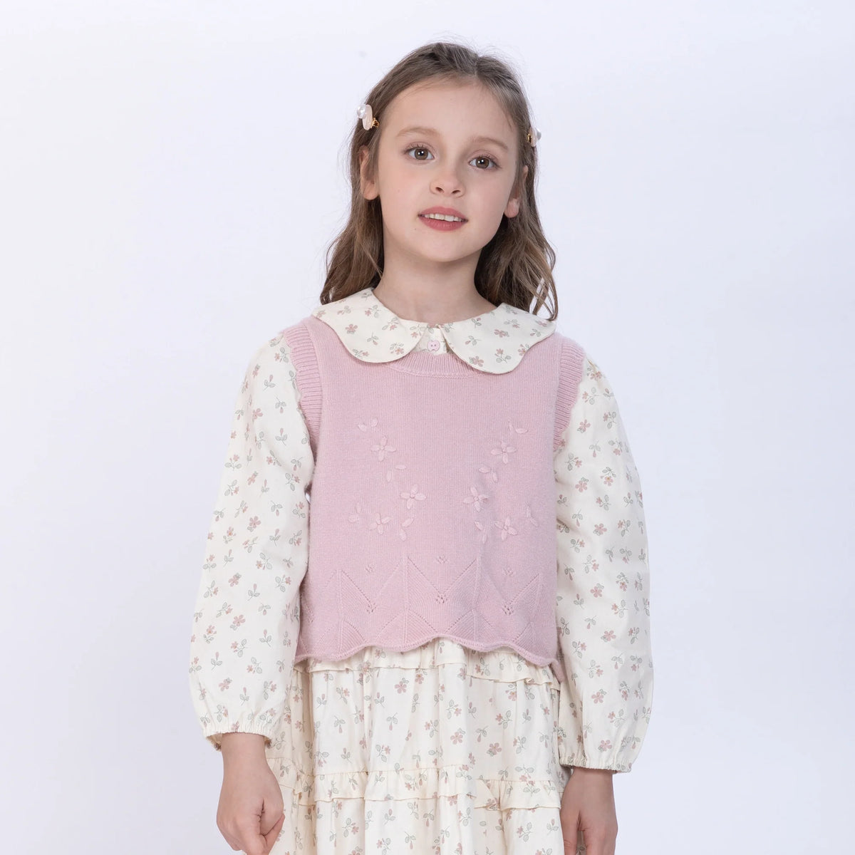 Pink Embroidery Waistcoat for Girls Image