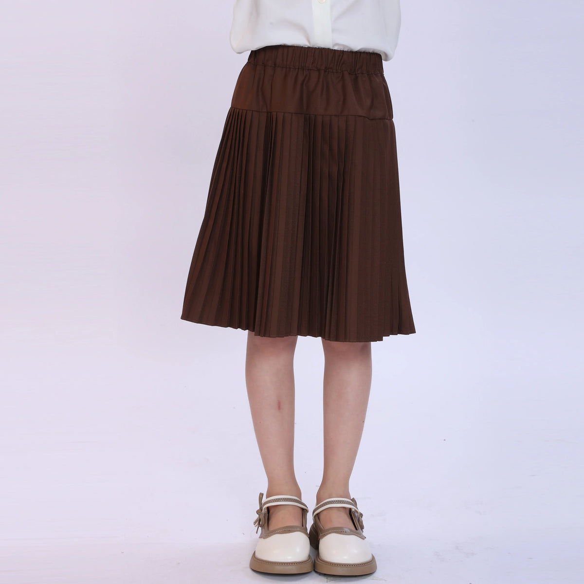 Coffee Plain Skirt for Girls Image