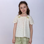 Light Yellow Floral Blouse for Girls Image