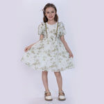 Green Floral Dress for Girls Image