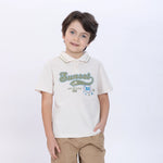 Beige Printed Polo Shirt for Boys Image
