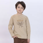 Dark Beige Printed T.Shirt for Boys Image