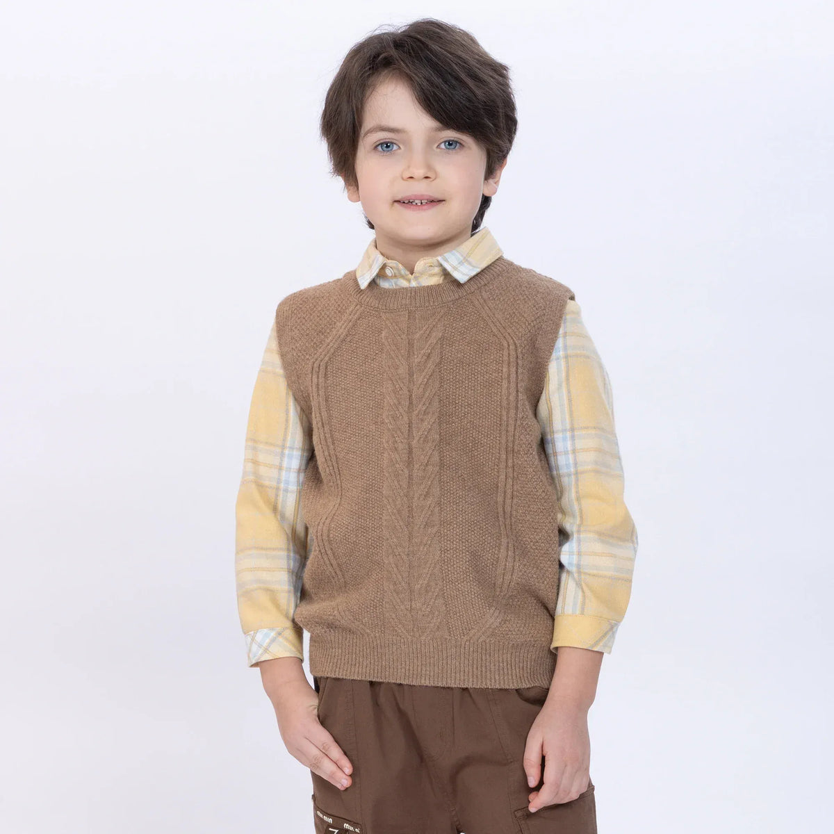 Grey Green Jacquard Waistcoat for Boys Image