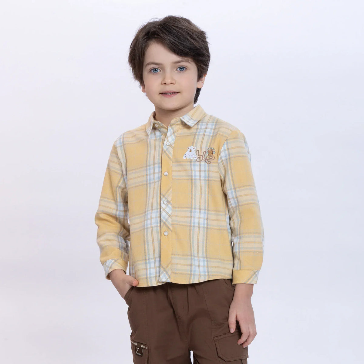 Yellow Checked Shirt for Boys Image