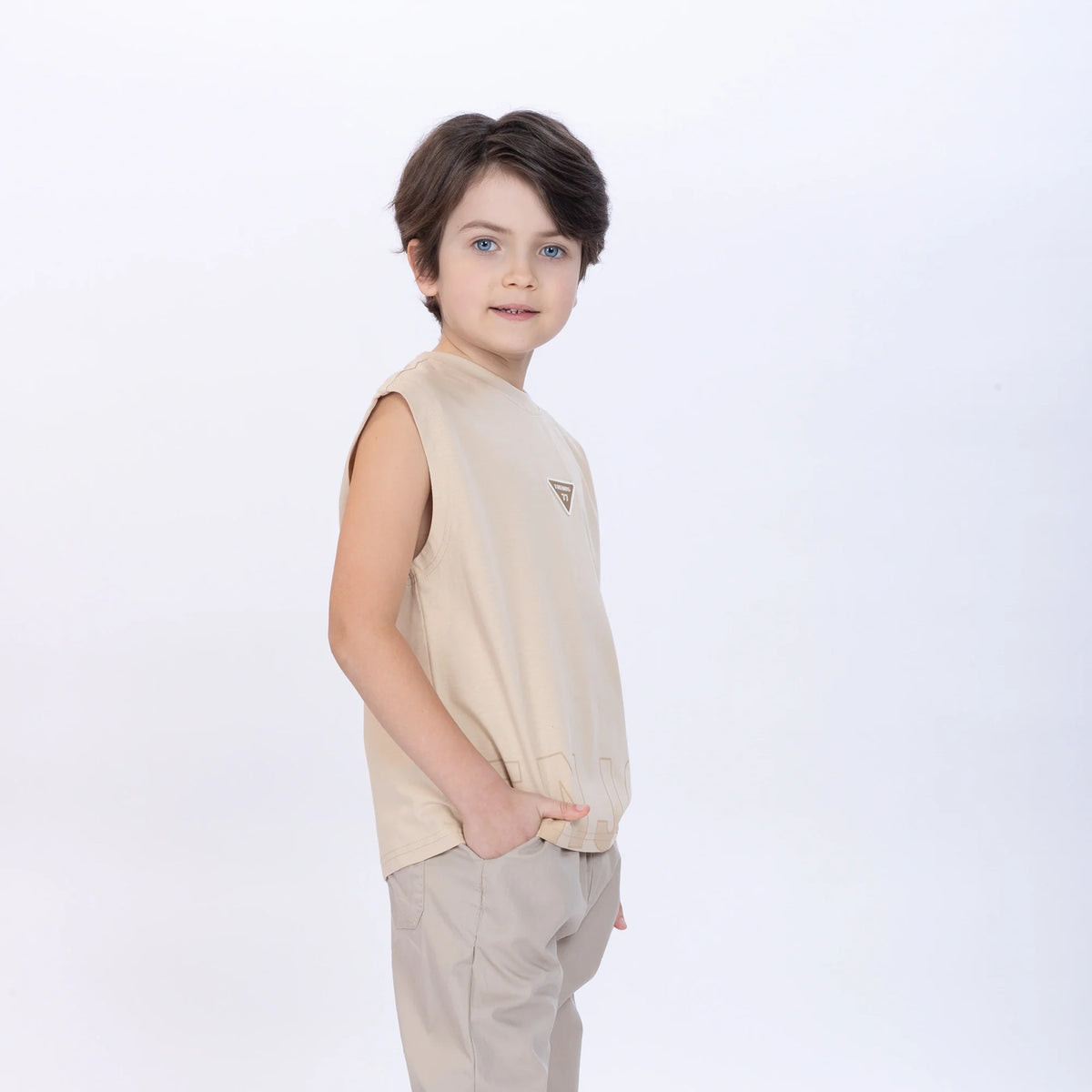 Printed Sleeveless T-Shirt for Boys Image