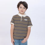 Green Striped Polo Shirt for Boys Image