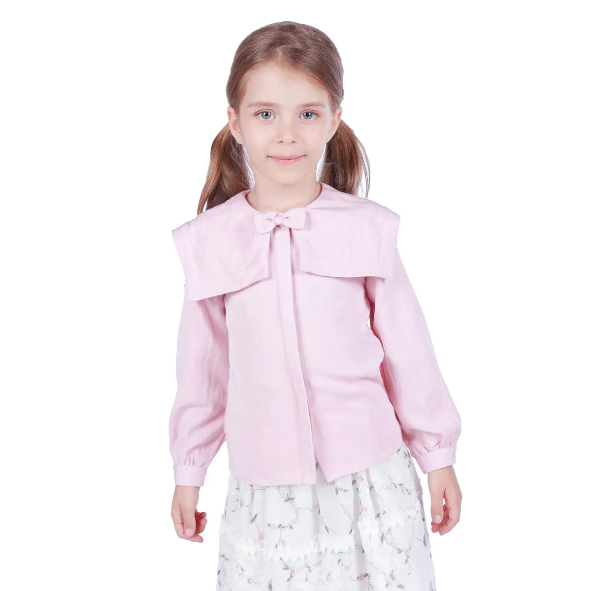 Light Pink Plain Classic Shirt for Girls Image