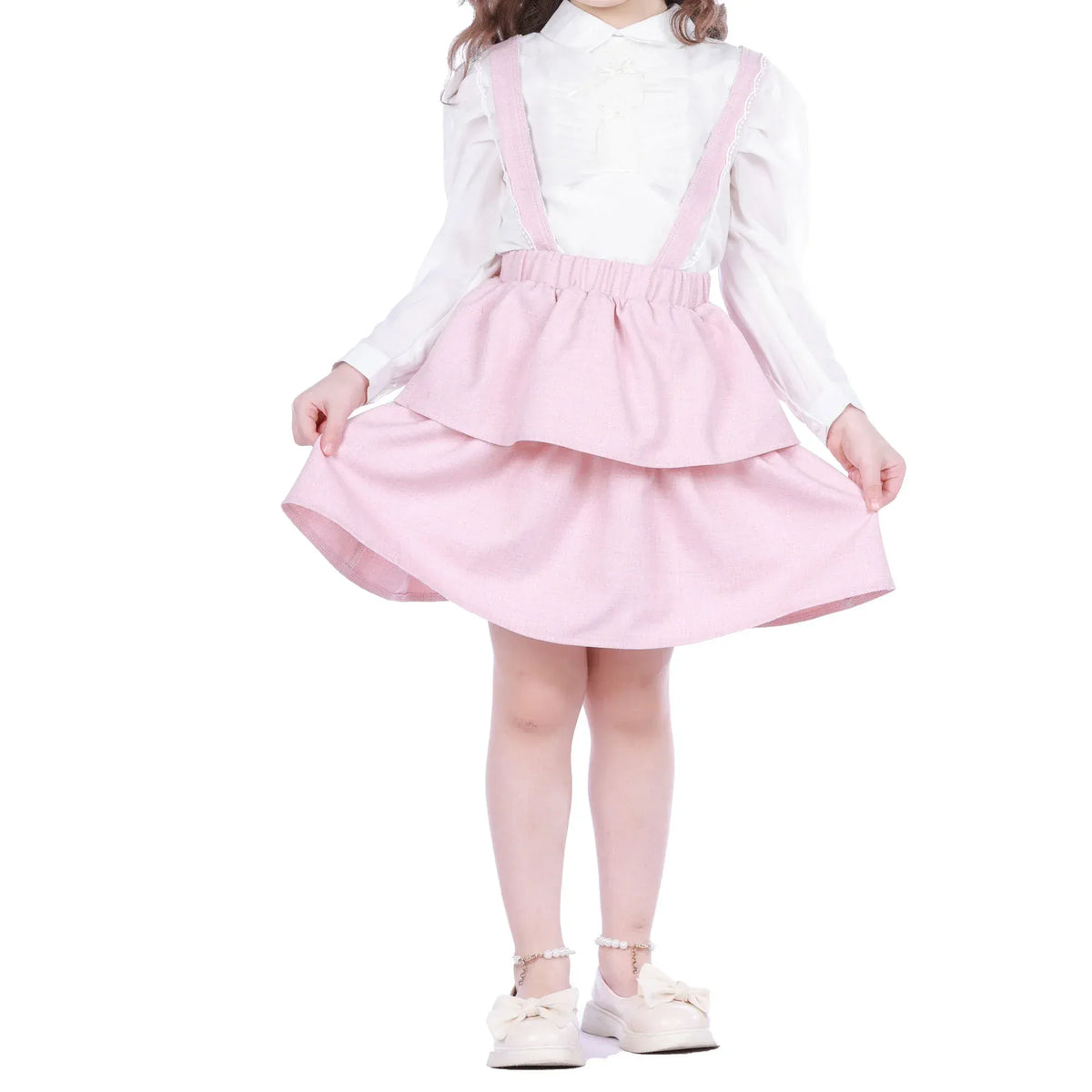 Pink Solid Classic Skirt for Girls Image