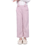 Light Pink Solid Classic Pants for Girls Image