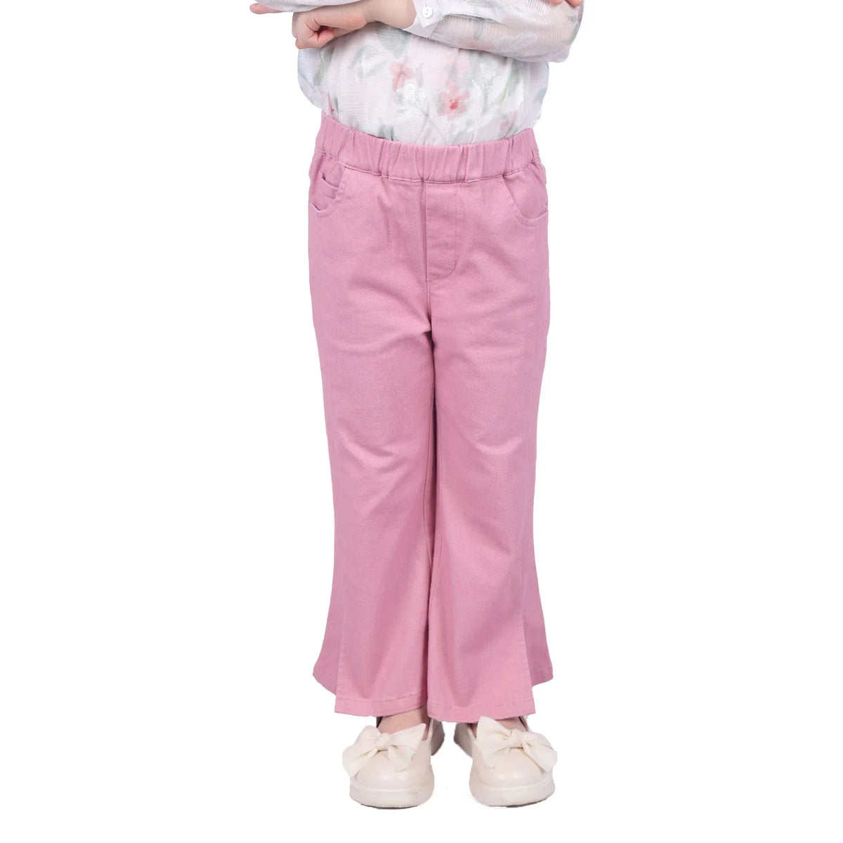 Pink Plain Classic Pants for Girls Image
