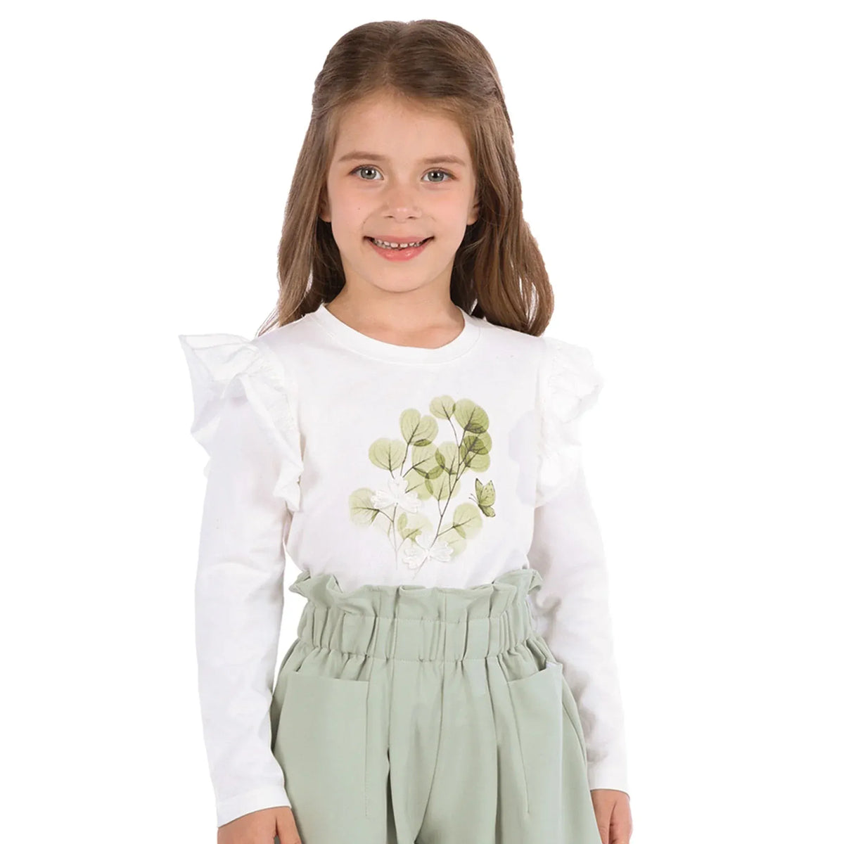 Off White Floral Classic T.Shirt for Girls Image