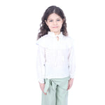 Off White Floral Classic Blouse for Girls Image