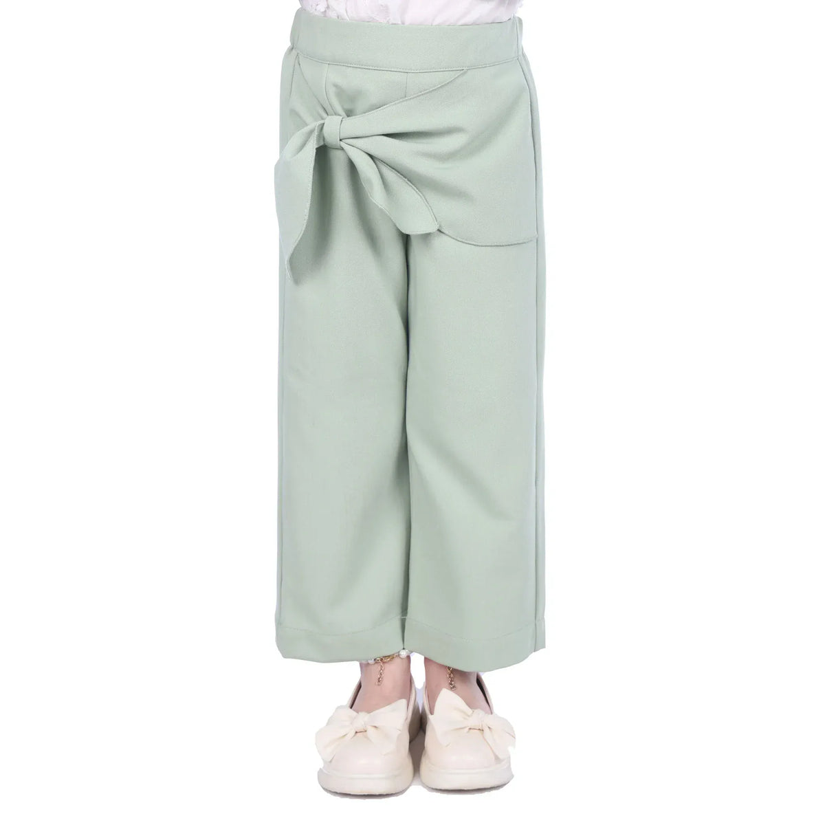 Light Green Plain Classic Pants for Girls Image