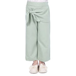 Light Green Plain Classic Pants for Girls Image