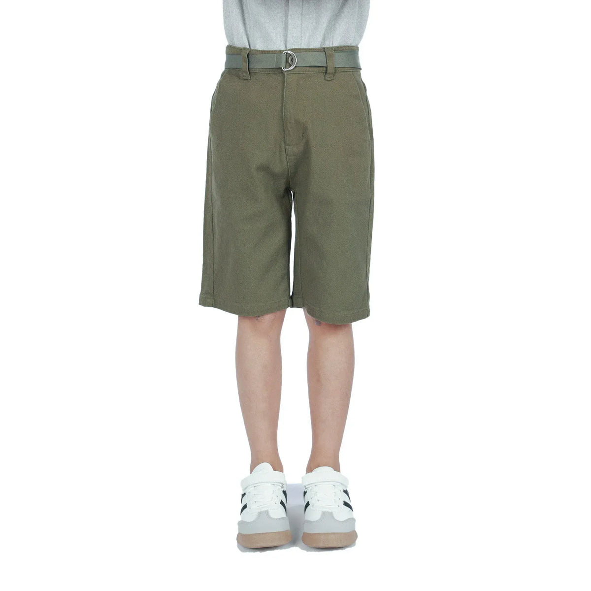 Army Green Plain Classic Shorts for Boys Image